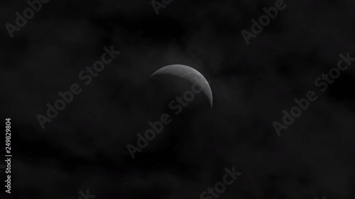 DARK SKY FULL OF STARS WITH BRIGHT CRESCENT