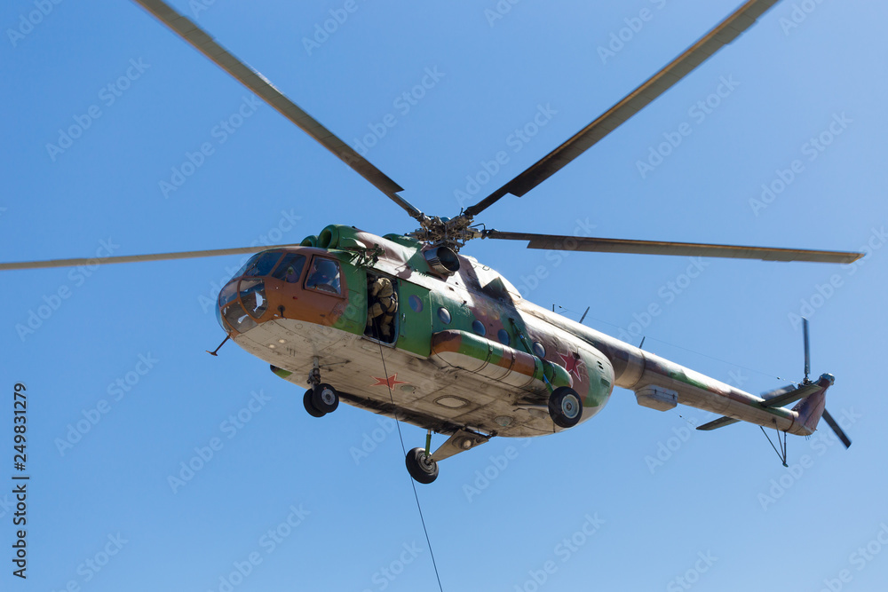 Fototapeta premium Russian special forces despatch from the helicopter