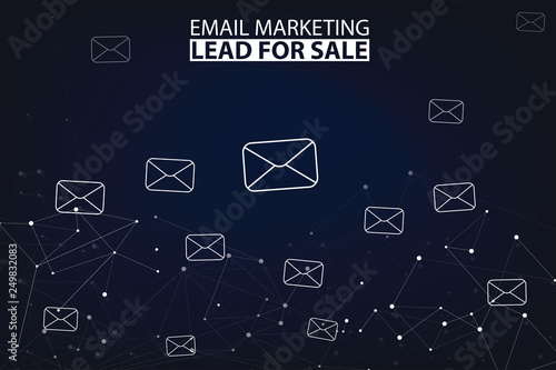 Email Marketing Concept with Email icon and Mobile, Tablet and Computer and Abstract Digital Background
