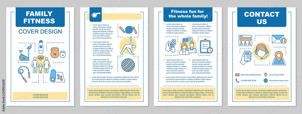 Family fitness center brochure template layout