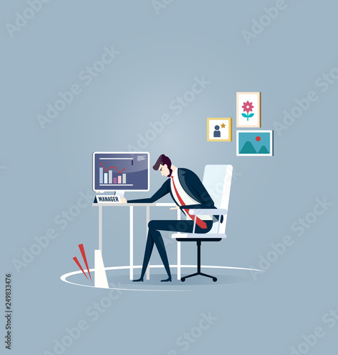 Businessman has ground cut beneath him.