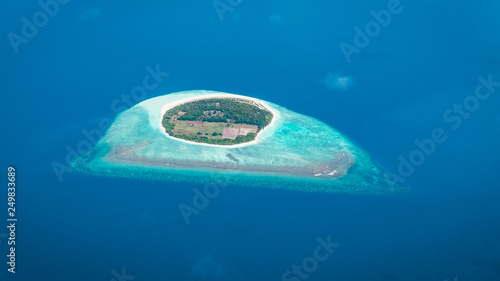 Fotografie, Obraz Maldives from the Sky with the blue sea and white sand and beach in the indian o