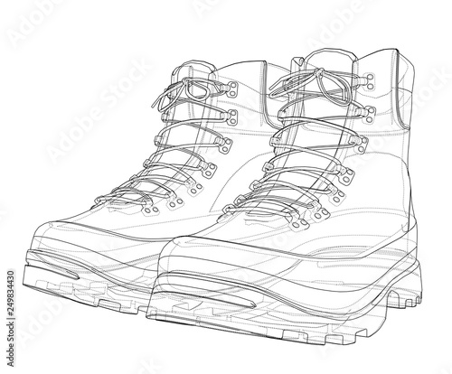 Mens boot concept. Vector rendering of 3d photo