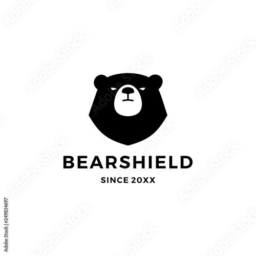 bear shield logo vector icon illustration