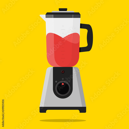 Blender illustration with red fruit smoothie stationary Vector Icon
