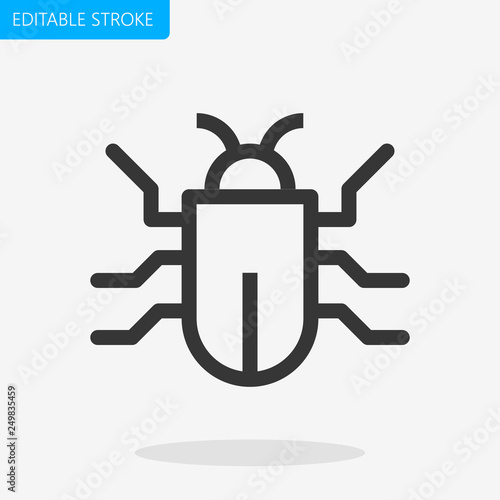 Bug Virus Line Icon Editable Stroke Pixel Perfect Vector