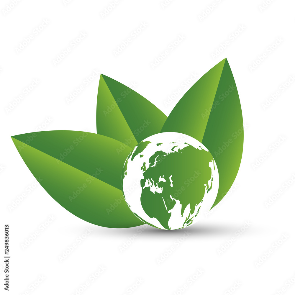 Green earth concept with leaves.Ecology cities help the world with eco-friendly concept ideas
