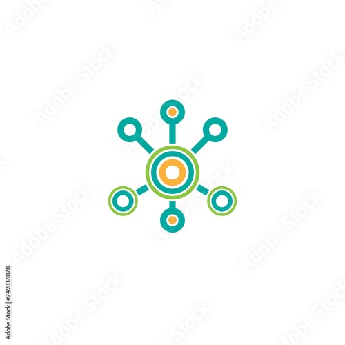 Hub network connection line icon isolated on white. Tech or technology logo. Server or central database button.