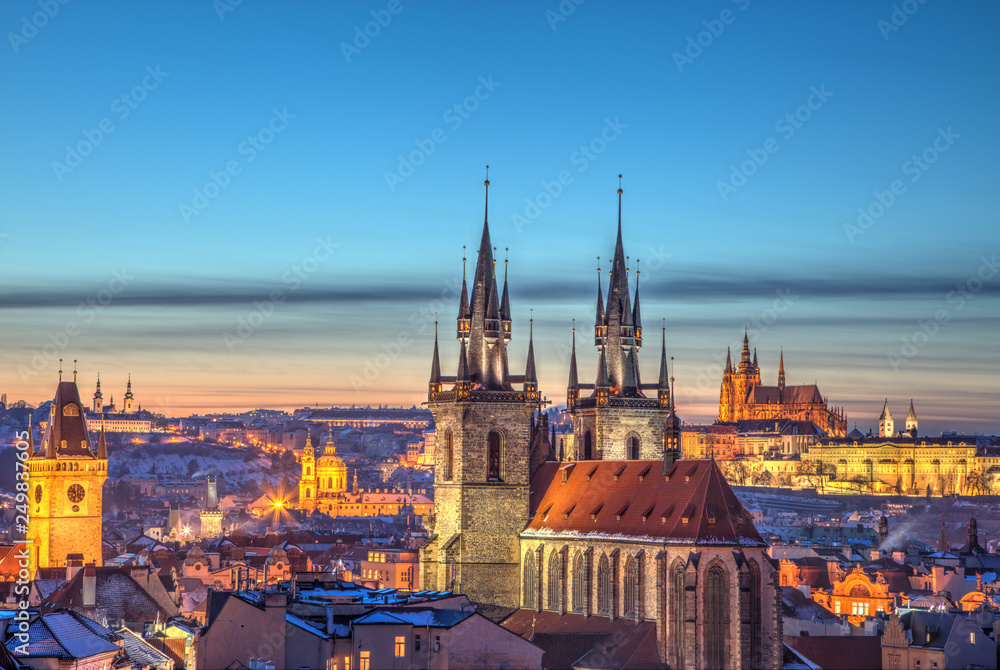 Naklejka premium Prague panoramic view over historical center