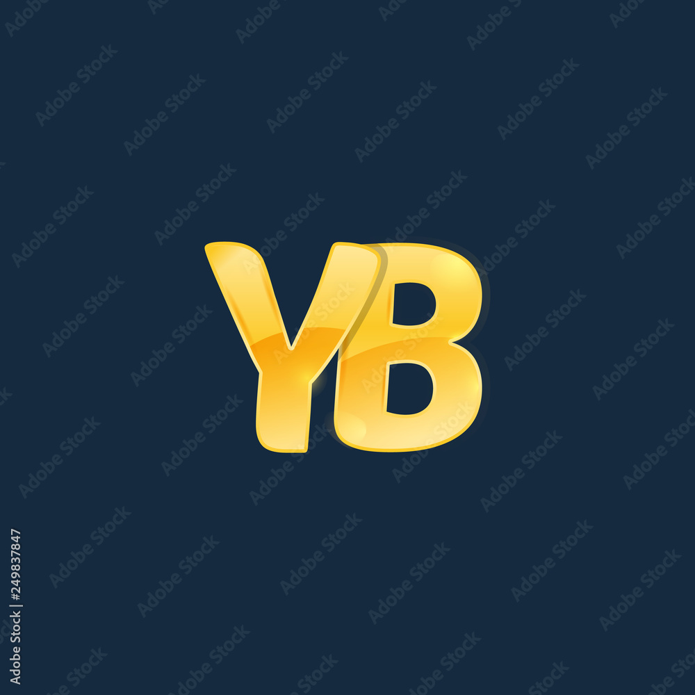 Initial letters YB, Y, B with logo design inspiration gold metallic  texture, trendy, 3d glossy texture, overlapping, based alphabet logo for  media company identity, isolated on black background. Stock Vector | Adobe