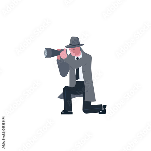 Mysterious man takes aim with a photo camera