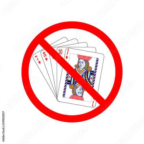 Gambling are not allowed, red forbidden sign on white