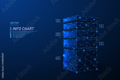Abstract polygonal light of 3D Pie chart infographic