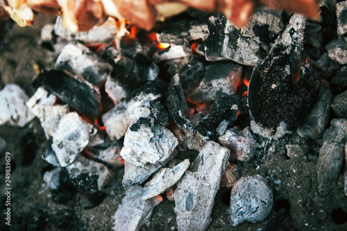 Smoldering ashes bonfire closeup fire bbq burn © EUDPic