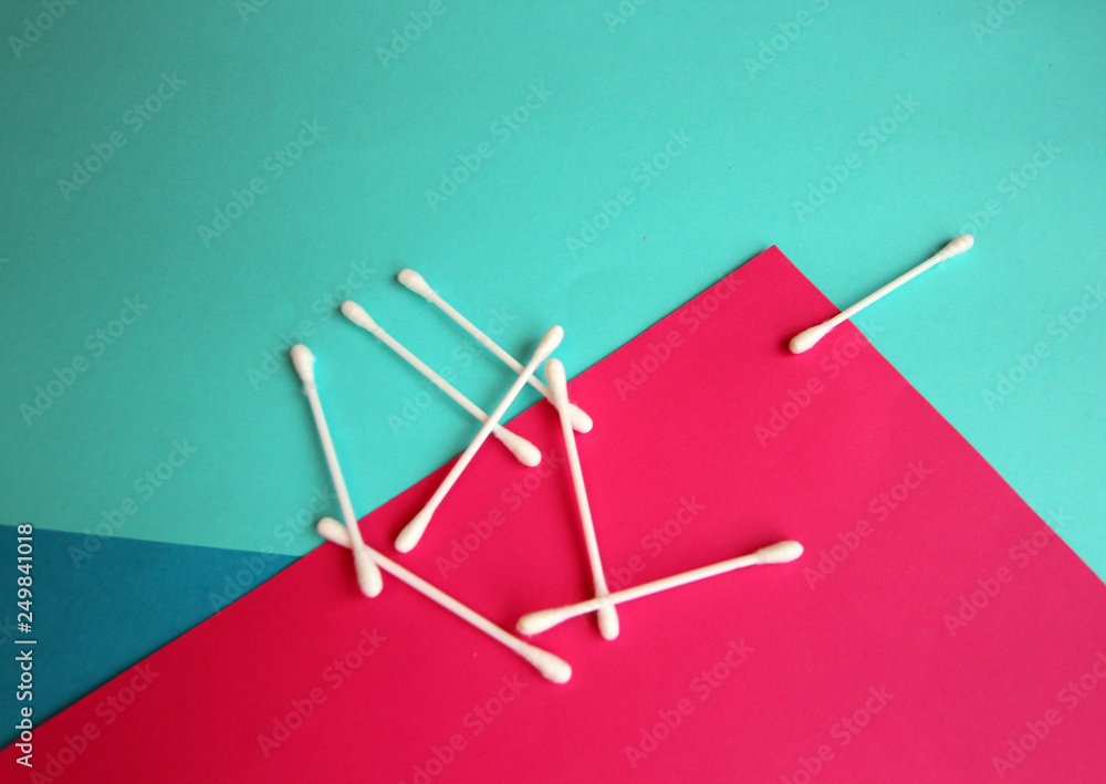 cotton buds cosmetics blue background cotton buds cosmetics blue background