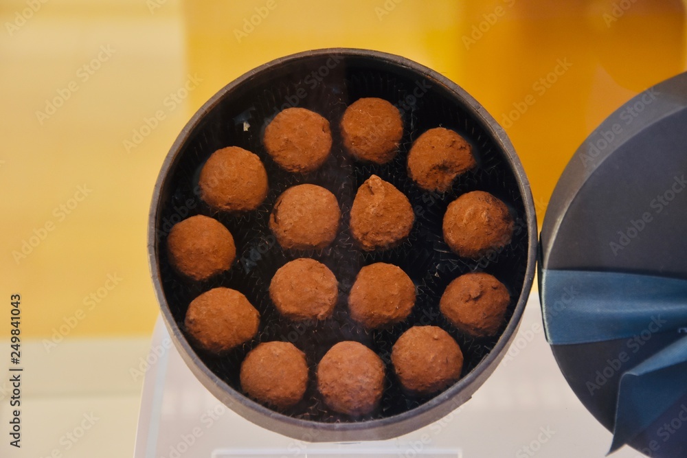 Belgian truffles in luxurious box. Belgian truffles in luxurious box.