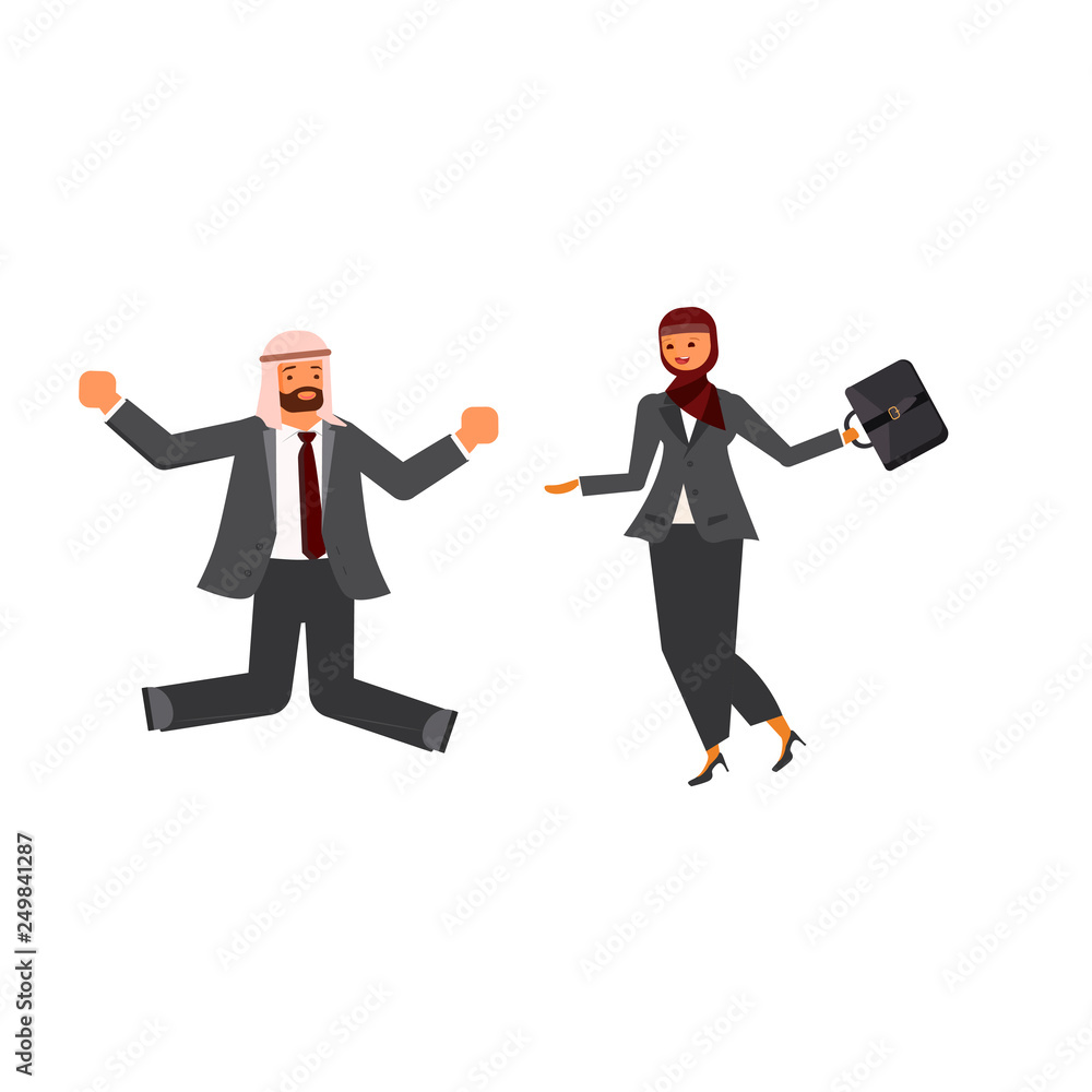 Arabic Business Man And Business Woman Characters