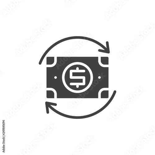 Dollar change arrows vector icon. filled flat sign for mobile concept and web design. dollar money turnover simple glyph icon. Symbol, logo illustration. Pixel perfect vector graphics