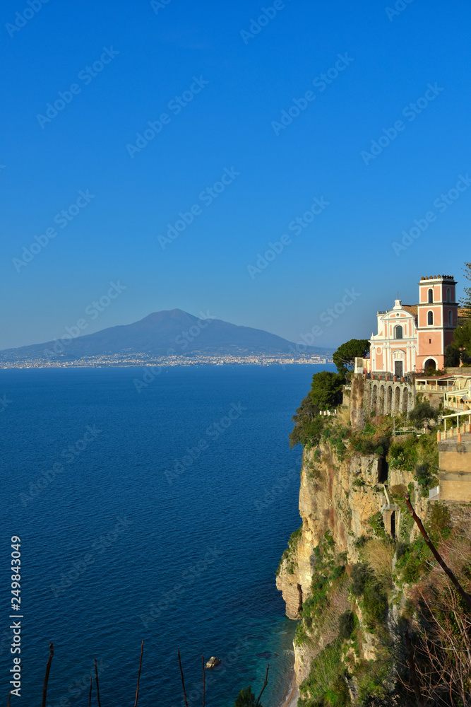 A church on the rock, overlooking the sea of ​​Naples