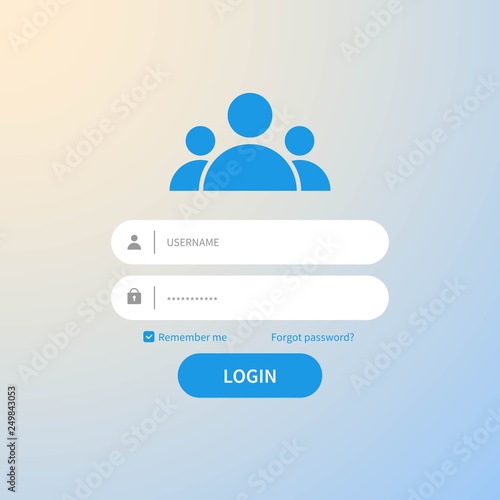 Register page design. Login form account user password identity ui web log screen security profile privacy appinterface