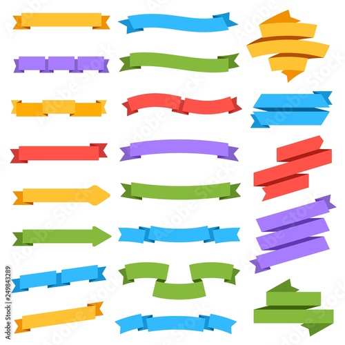Ribbons set. Blank colorful label price tag banner bookmark vintage isolated vector collection
