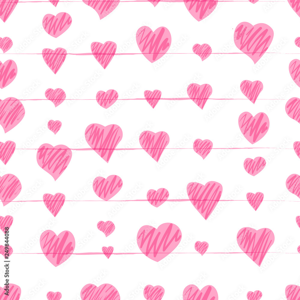 Abstract seamless pattern with red heart 