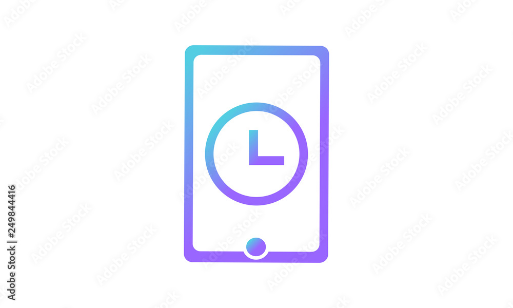 vector icon. handphone and clock icon concept. modern gradient style vector icon. handphone and clock icon concept. modern gradient style