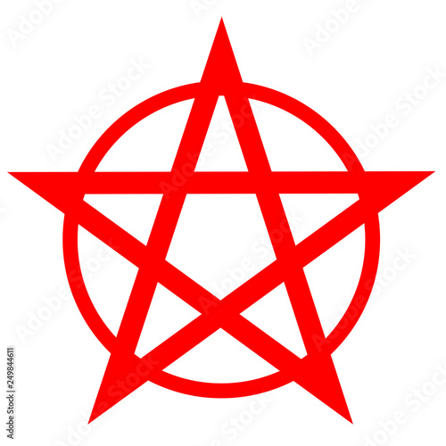 Pentagram or pentalpha or pentangle. dot work ancient pagan symbol of five-pointed star isolated illustration. Black work, flash tattoo or print design.