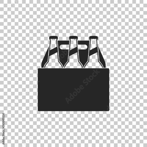 Pack of beer bottles icon isolated on transparent background. Case crate beer box sign. Flat design. Vector Illustration