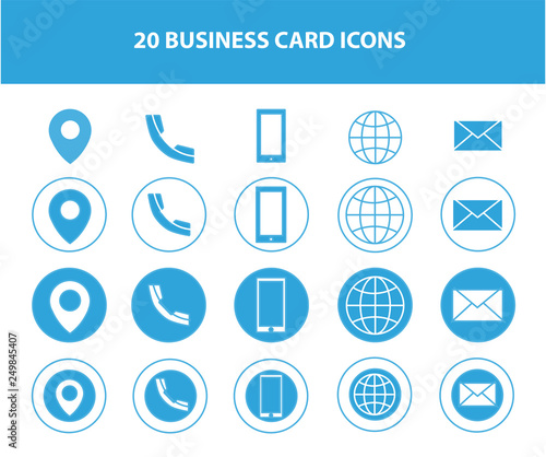 Vector business card contact information icons - Vector