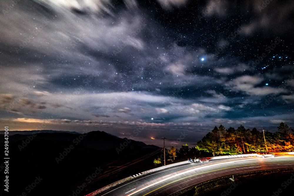 Viewpoint of the stars on the high peaks of Thailand