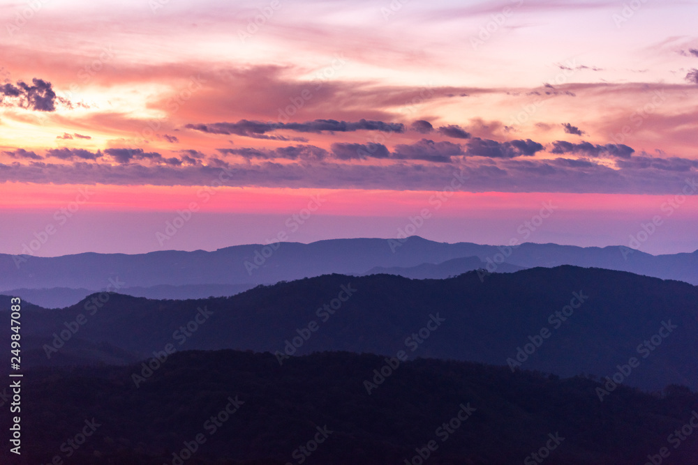 Stacked into layers of mountains