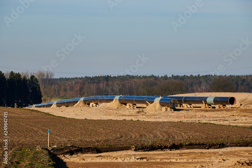 Construction site of the European natural gas pipeline EUGAL near Wrangelsburg (Germany) on 16.02.2019, this pipeline begins in Lubmin at the landing site of the Nord Stream 1 and 2 Pipline. photo