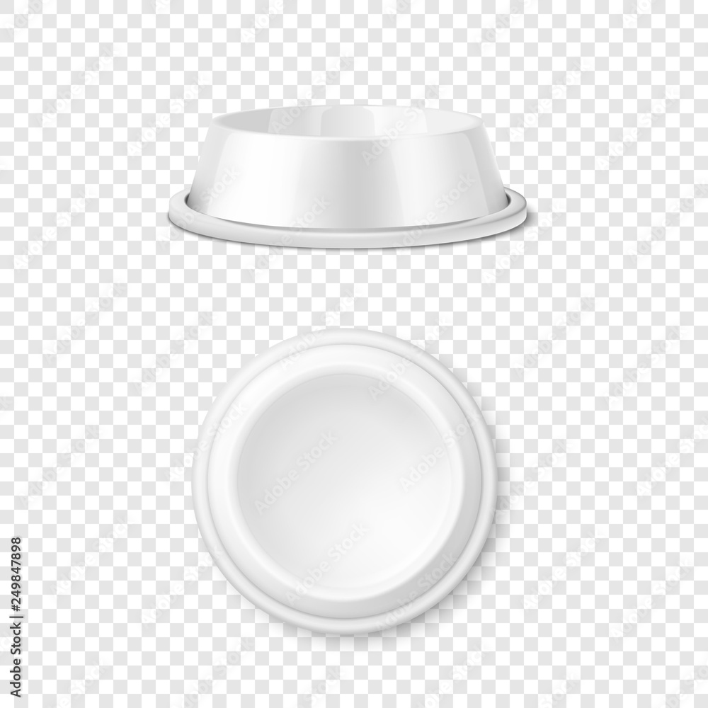 cling game Unity Vector Realistic White Blank Plastic or Metal Pet Bowl Icon Set, Mock-up  Closeup Isolated on