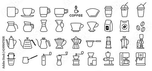 Photo Barista and Coffee Lovers Icon Set (Thin Line Version)