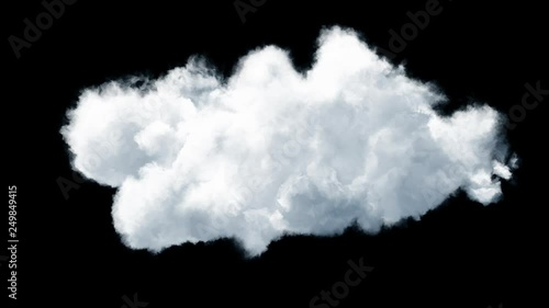 Isolated cloud on transparent background, seamless animation loop, ready of compositing photo