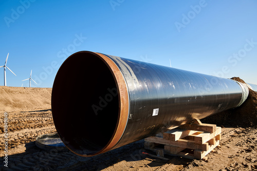 Construction site of the European natural gas pipeline EUGAL near Wrangelsburg (Germany) on 16.02.2019, this pipeline begins in Lubmin at the landing site of the Nord Stream 1 and 2 Pipline.