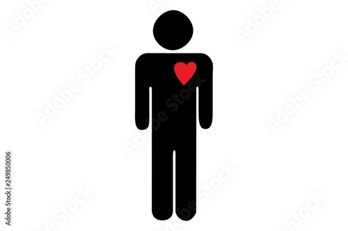 Hombre con corazón, por la salud cardiaca. 