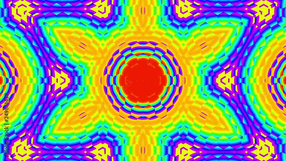 Psychedelic Hexagonal Pattern Six Axis Kaleidoscope VJ Abstract Motion Background Loop 1