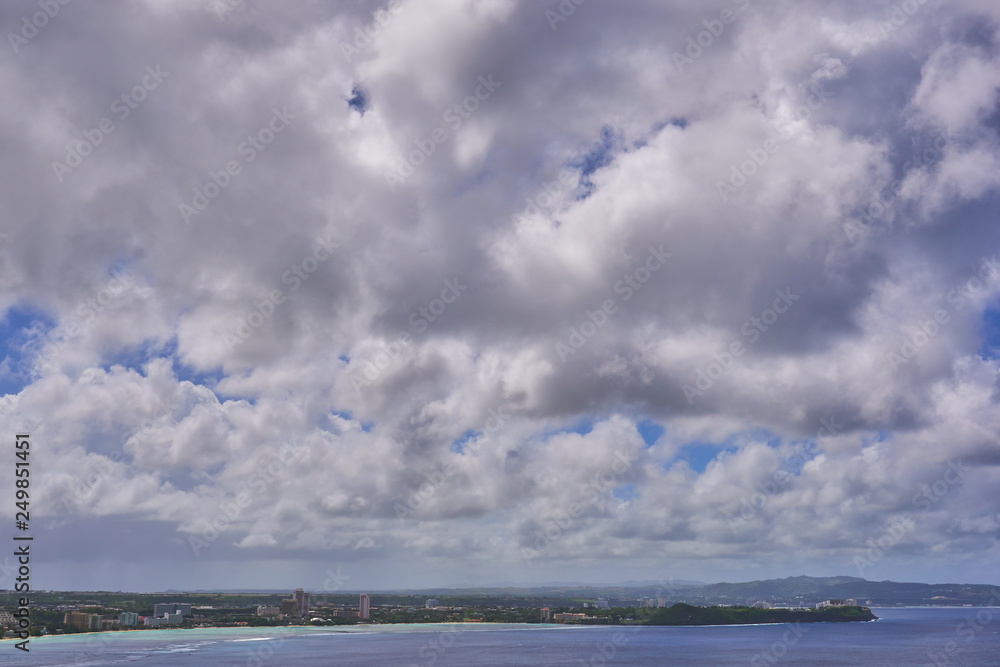 The seascape of  Tumon Bay, Guam, from a high view point.