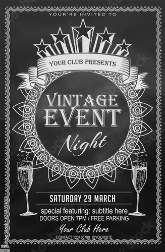 Black and white elegant ornate logo looking like Indian round lace mandala. Design template with sample text for promoting your vintage events. . To see similar, please VISIT MY PORTFOLIO