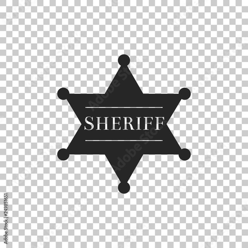 Hexagonal sheriff star icon isolated on transparent background. Sheriff badge symbol. Flat design. Vector Illustration