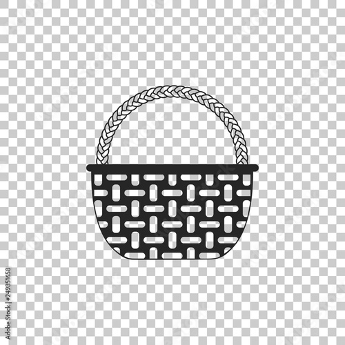 Wicker basket icon isolated on transparent background. Flat design. Vector Illustration