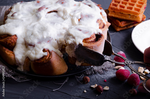 cinnamon rolls Cinnabon with the creamy topping photo