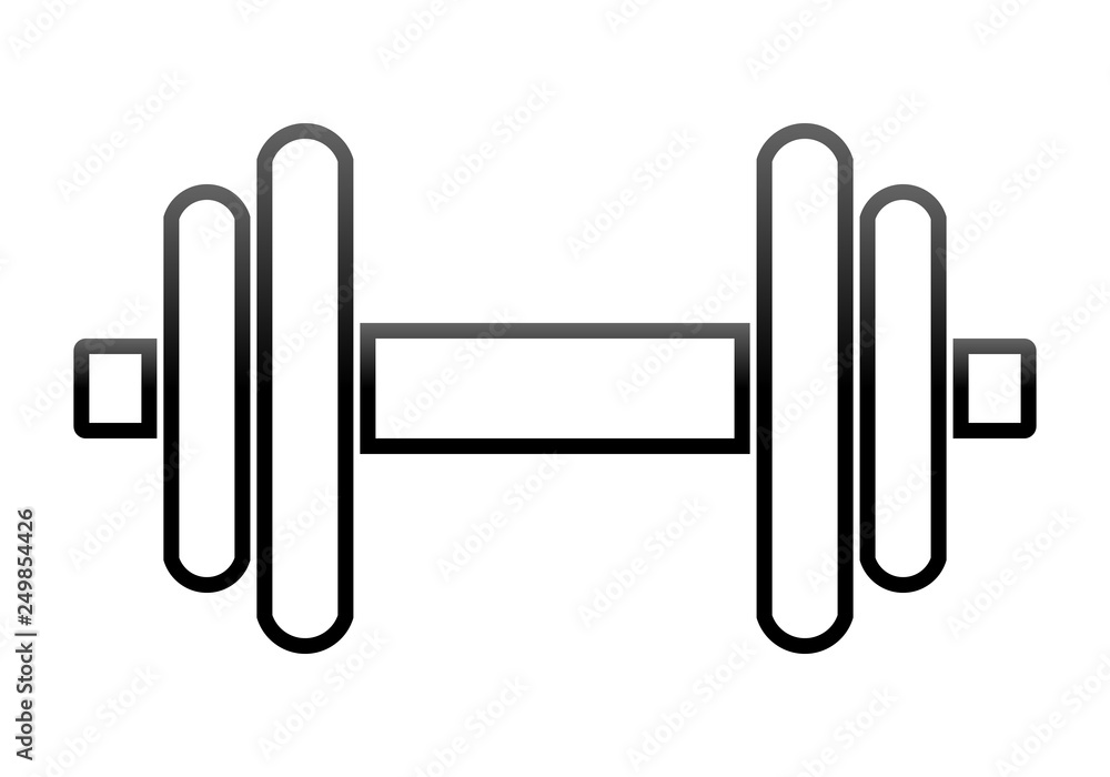 Weights symbol icon - black gradient minimalist dumbbell outline, isolated - vector Weights symbol icon - black gradient minimalist dumbbell outline, isolated - vector