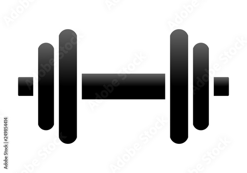 Weights symbol icon - black gradient minimalist dumbbell, isolated - vector