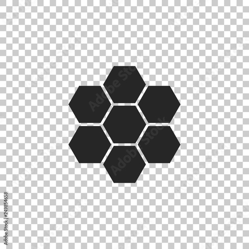 Honeycomb sign icon isolated on transparent background. Honey cells symbol. Sweet natural food. Flat design. Vector Illustration