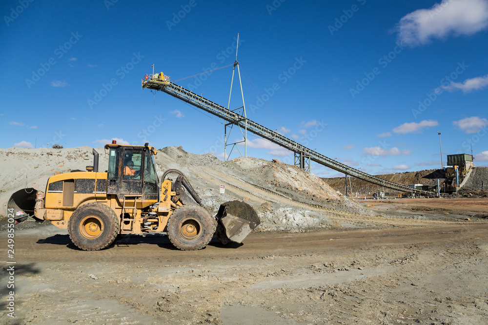 View of a copper mine head with bulldozer equipment in NSW Australia View of a copper mine head with bulldozer equipment in NSW Australia