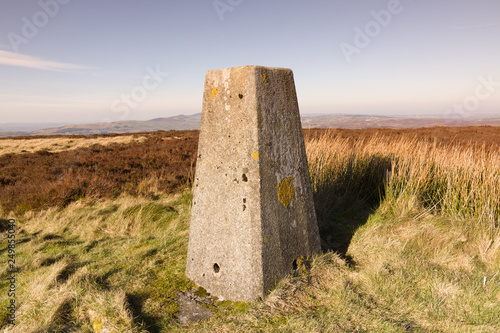 Billede på lærred Ordnance Survey triangulation point on the summit of Cyrn y Brain North Wales UK