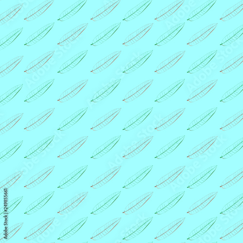 Seamless pattern green and brown mango leaves